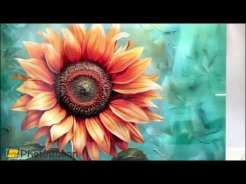 Ölgemälde Orange Sonnenblume Glas Wandkunst