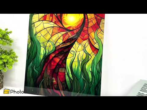 Stained Abstract Tree Glass Wall Art