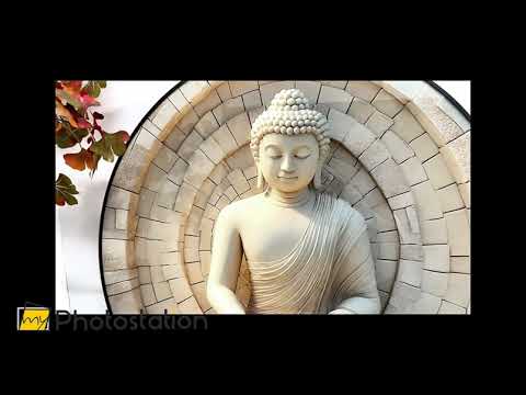 Serene White Buddha in Lotus – Round Glass Wall Art