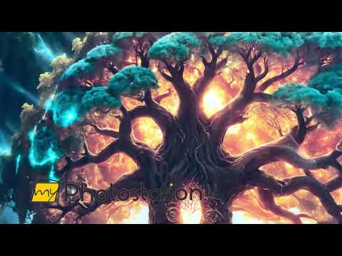 Glowing Yggdrasil Tree Glass Wall Art