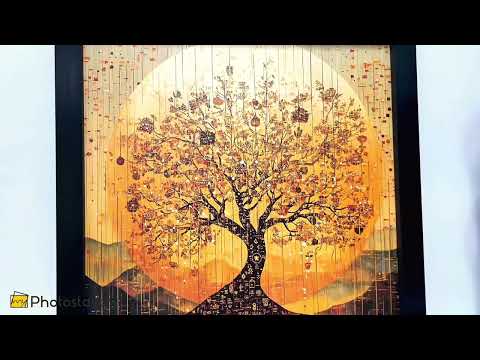 Tree of Light – Radiant Abstract Golden Tree Oil Painting