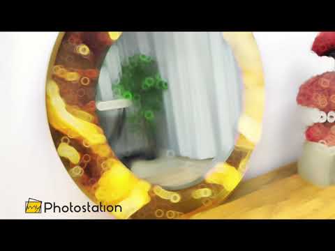 Braun-gelbe abstrakte Wandspiegel