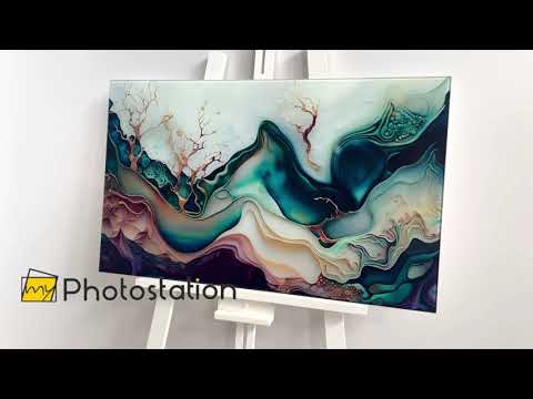Abstrakte Aquarell-Glaswandkunst
