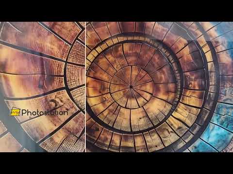 Eternal Rings – Rustic Wood Texture Round Glass Wall Art