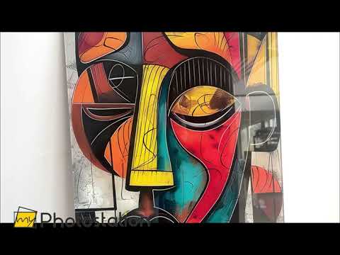 Yellow Brown Picasso Art Glass Wall Art