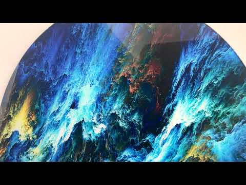 Abstrakte Glaswandkunst „Cosmic Storm“