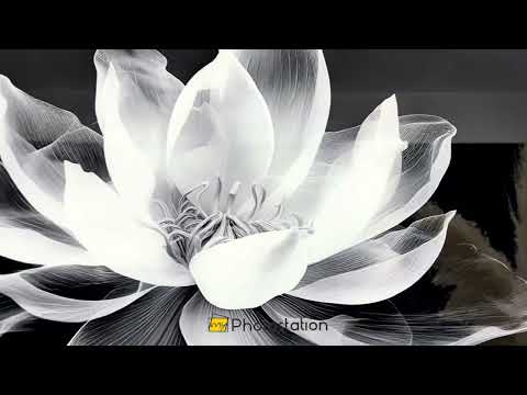 Schwarz-weiße Lotusblumen-Wandkunst: Ein ruhiges Design auf Glas