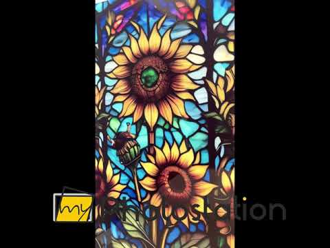 Sonnenblumen Buntglas Wandkunst