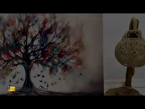 Beige Tree Glass Wall Art