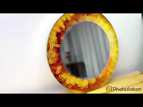 Runder Wandspiegel „Orange Splash“