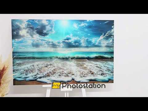 Sunlit Ocean Waves and Sandy Beach - Glass Wall Art