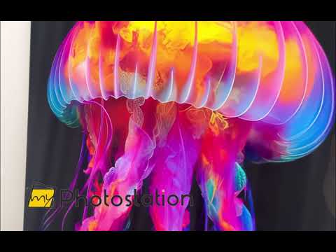 Neon Jellyfish Glass Wall Art