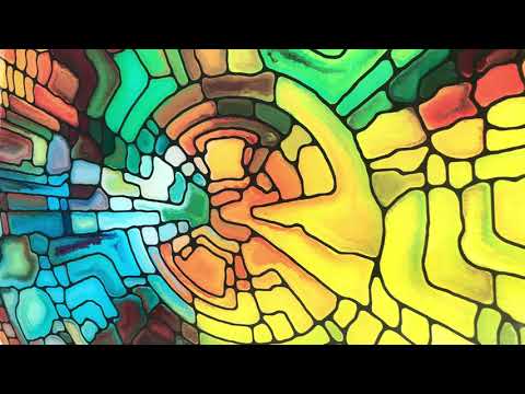 Gelb gebeiztes, rundes Wandbild aus Glas