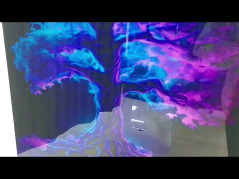 Blau-lila Baum Buntglas Wandkunst