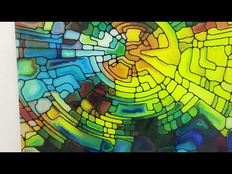 Farbenfrohes Design von Buntglas-Wandkunst