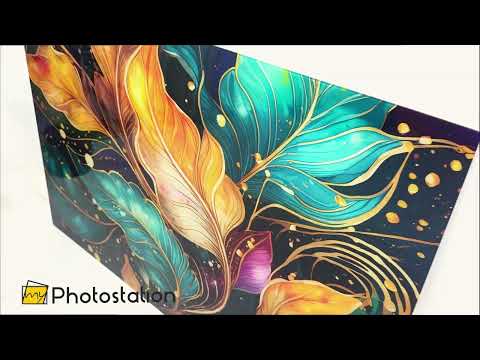 Vivid Botanical Blue Orange Flower Glass Wall Art