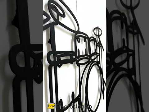 Minimalist Drum Set Line Art Metal Wall Decor – Modern Music Instrument Design