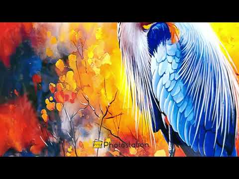 Maestà autunnale – Airone nel fogliame infuocato Quadri da Parete in Vetro