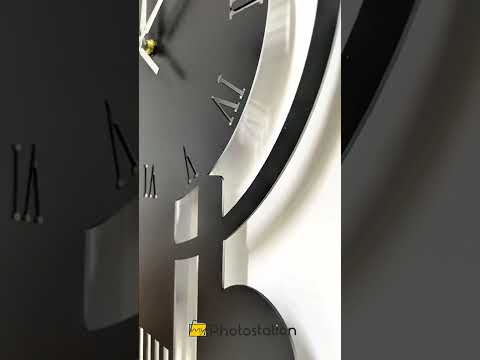 Modern Vertical Abstract Metal Wall Clock – Geometric Roman Numeral Decor