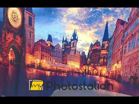 Nacht Sonnenuntergang Prag Glas Wandkunst