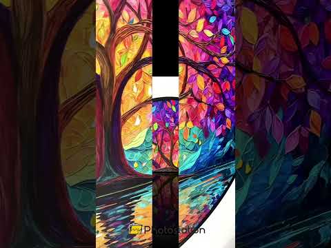Árbol de espectro radiante: círculo abstracto colorido Cuadro al óleo