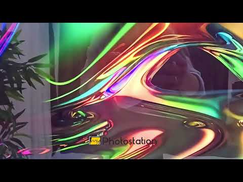 Crête Neon Mirage–Vague chromée irisée Art Mural En Verre