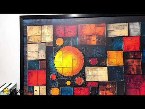 Geometrische Sunburst Fusion – Farbenfrohe Ölgemälde