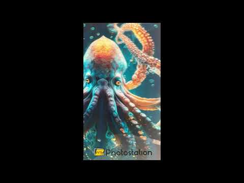 Underwater Blue Octopus Glass Wall Art
