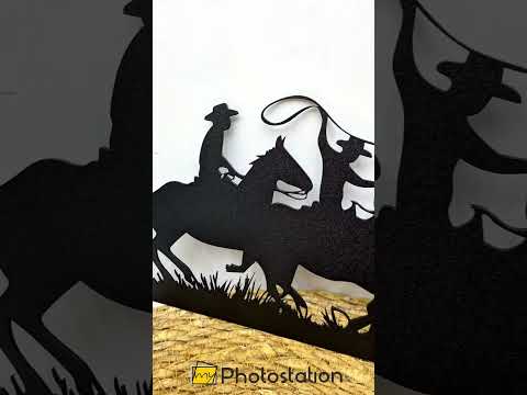 Western-Cowboy-Silhouette – Pferd & Rodeo Metall Wandbilder