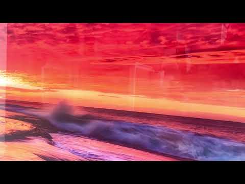Sonnenuntergang über Wasserwellen Glaswandkunst