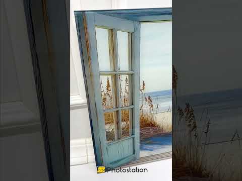 Meeresbrise-Auszeit – Blick aus dem offenen Fenster Glasbilder