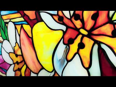 Floral Stained-Glass Window Glass Wall Art, glass art painting, glass art for the Wall
