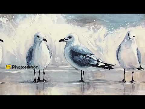 Möwen und Brandung – Vogel Ölgemälde 