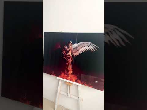 Engel und Teufel Glaswandkunst