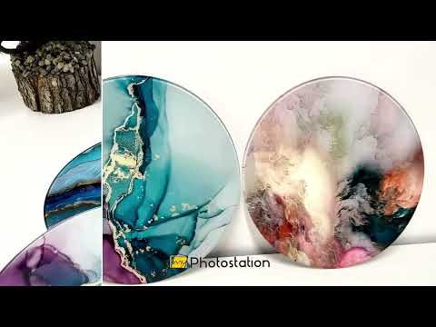 Crystal Flow Round Glass Wall Art Set – Abstract Agate-Inspired Design