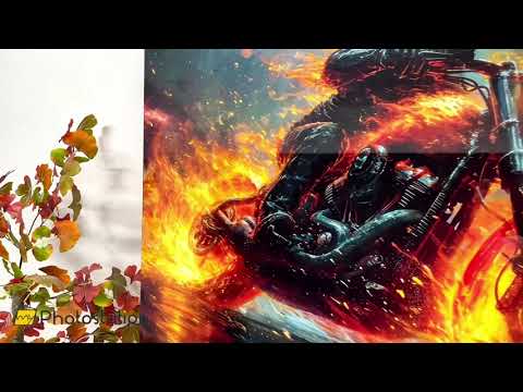 Ghost Rider Riding a Fire Motor Glass Wall Art