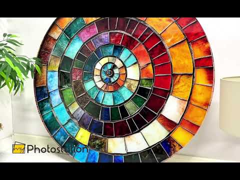 Color Wheel Mosaic Round Glass Wall Art