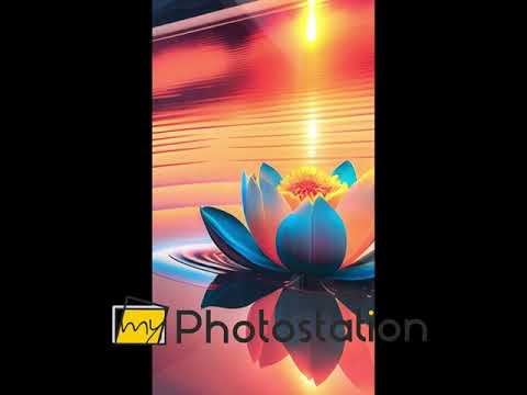 Lotus bei Sonnenuntergang, Glaswandkunst