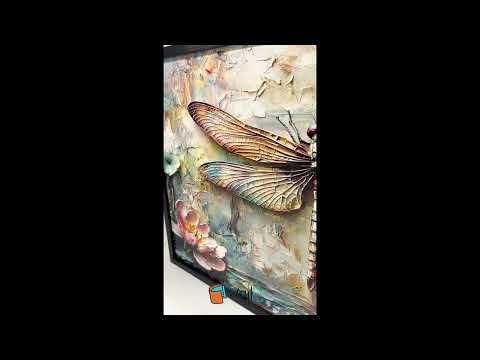 Floral Dragonfly – Framed Botanical Oil Painting