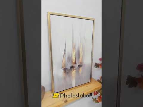 Voiles dorées au lever du soleil–Bateau Tableau Peinture à l’huile