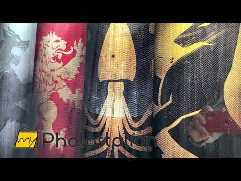 Glaswandkunst mit Game of Thrones-Flaggen