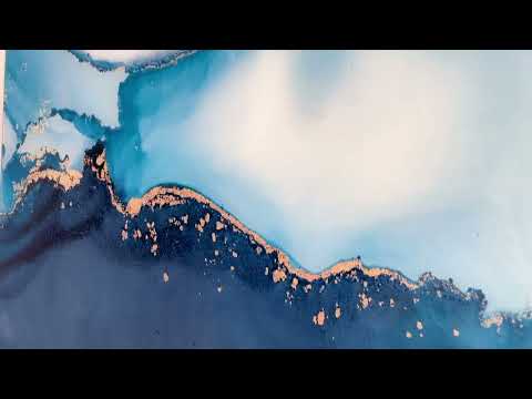 Blue Marble Ink Abstract Tempered Glass Wall Art