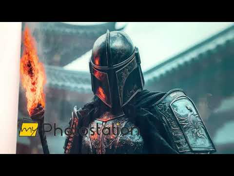 Mandalorian &amp; Torch Star Wars Glaswandkunst