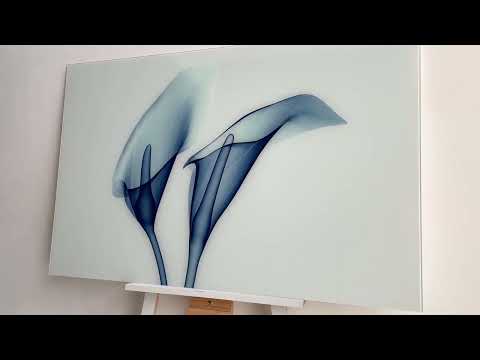 Blue Calla Lilies Glass Wall Art, large glass photo prints, glass wall photos