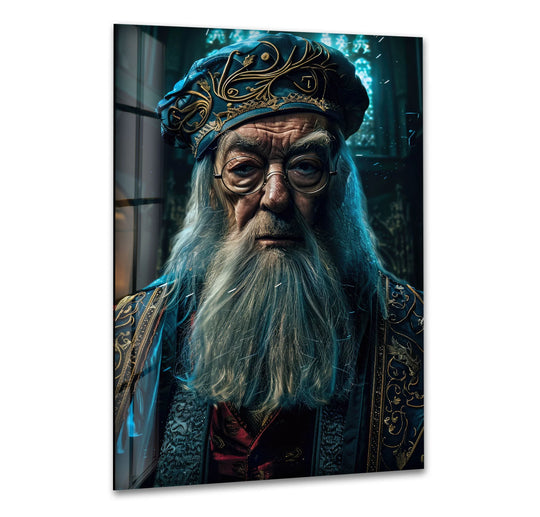 Wisdom seems to flow as the mystic elder portrait's beard and robes ripple in this best glass art, capturing a moment of otherworldly movement.