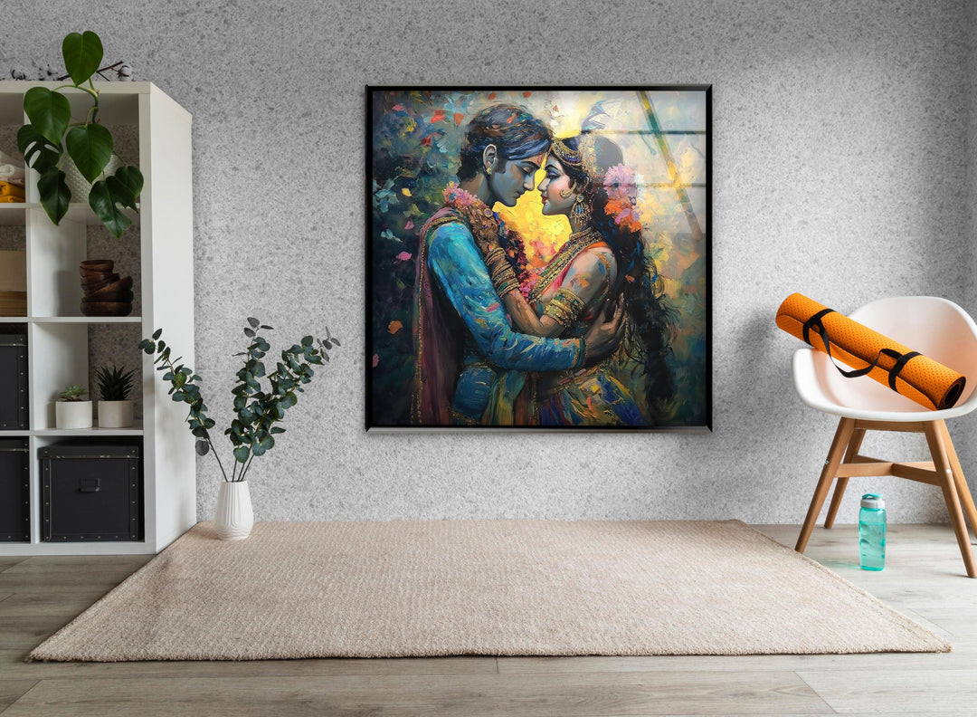 RadhaKrishna God Glass Wall Art 