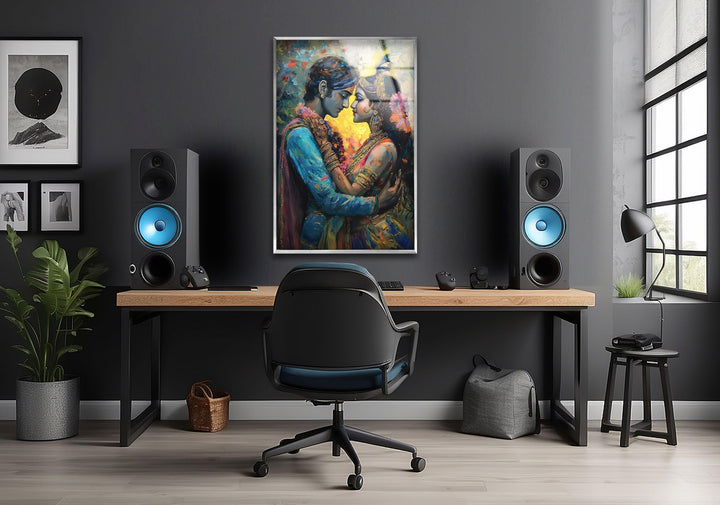 RadhaKrishna God Glass Wall Art Glass Printing Wall Art, Print photos on glass
