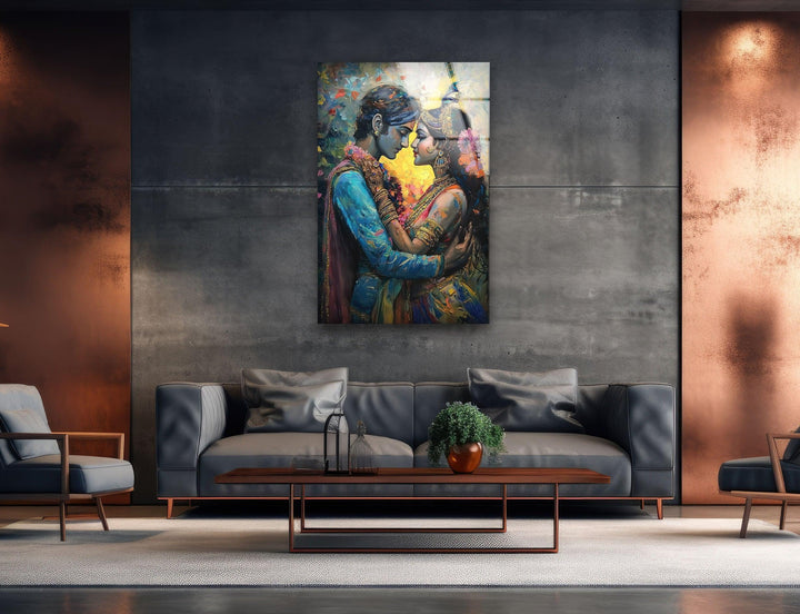 RadhaKrishna God Glass Wall Art glass photo prints, glass picture prints
