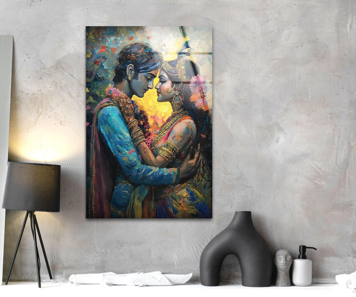 RadhaKrishna God Glass Wall Art glass image printing, glass prints from photos
