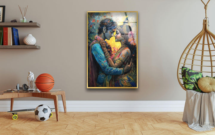 RadhaKrishna God Glass Wall Art glass pictures for Wall, glass prints wall art
